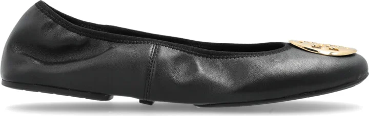 Leather Ballet Flats, , - Black