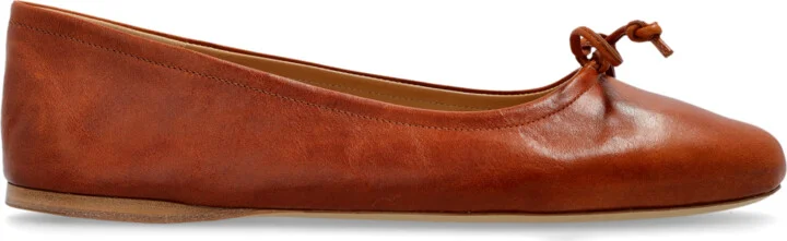 Leather Ballet Flats, , - Brown