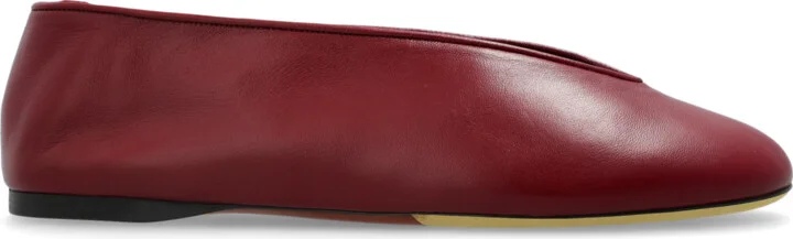 Leather Ballet Flats, , - Burgundy