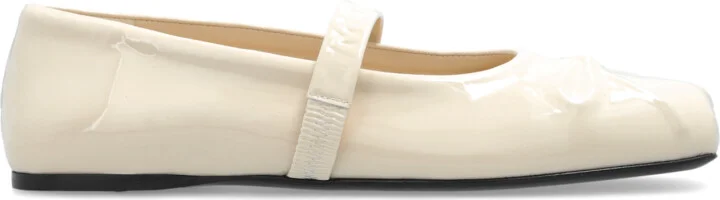 Leather Ballet Flats, , - Cream
