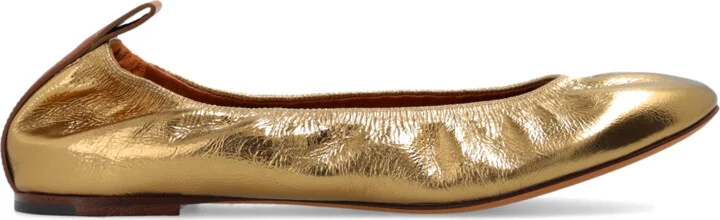 Leather Ballet Flats, , - Gold