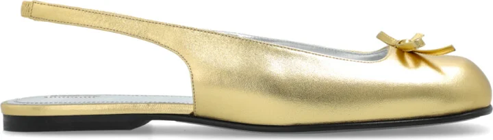 Leather Ballet Flats, , - Gold
