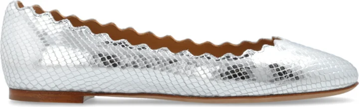 Leather Ballet Flats 'Lauren', , - Silver