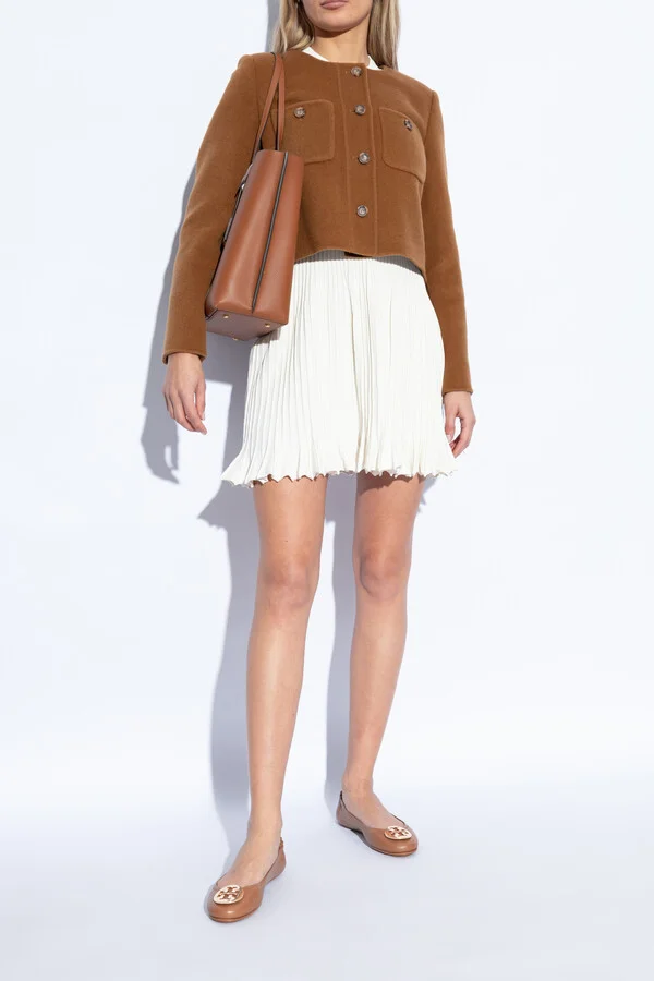 Leather Ballet Flats With Logo, , - Brown - Image 2