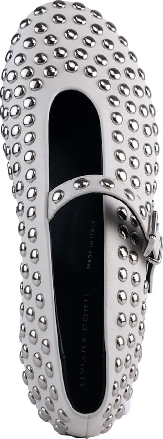 Leather Ballet Flats With Studs - Image 3
