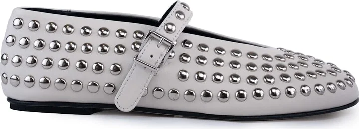 Leather Ballet Flats With Studs