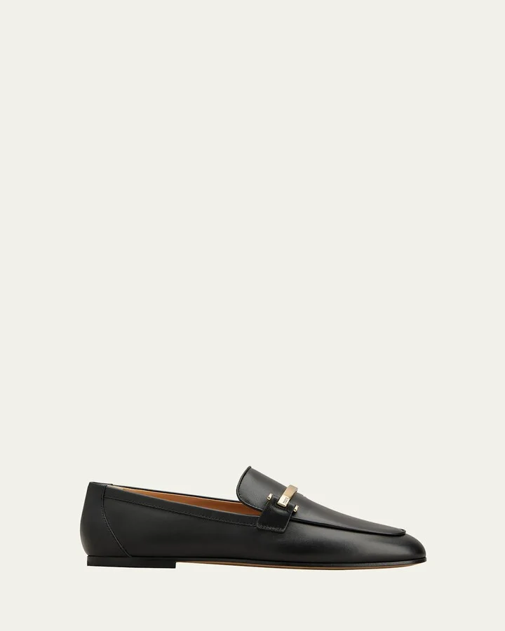 Leather Bar Detail Loafers