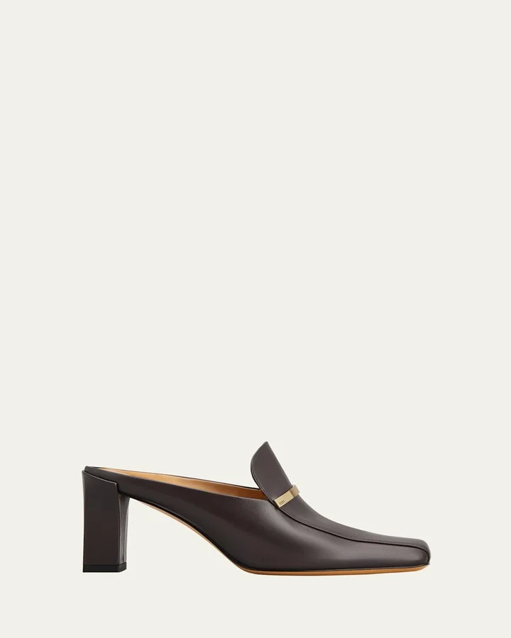 Leather Bar Loafer Mules