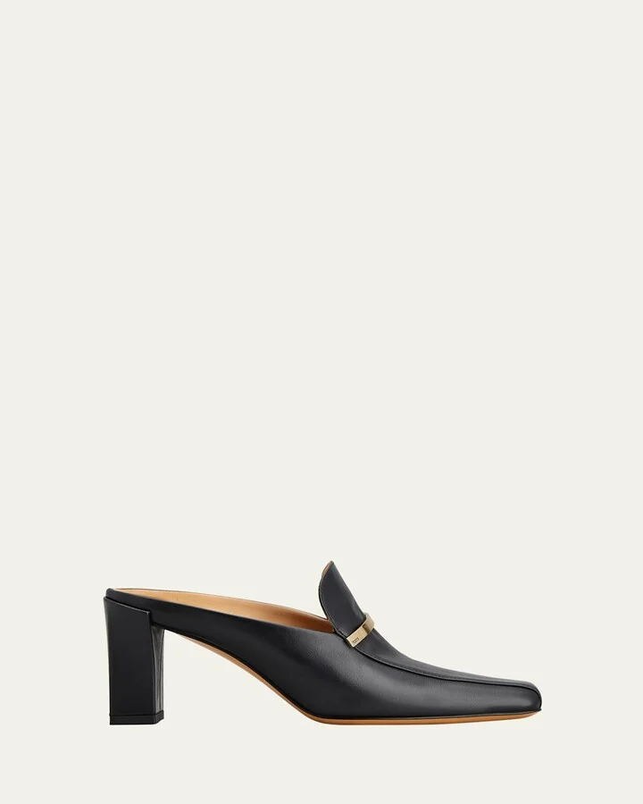 Leather Bar Loafer Mules