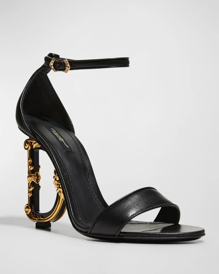 Leather Barocco-Heel Sandals - Image 2