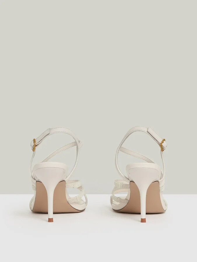 Leather Beaded-strap Stiletto Sandals - Image 4
