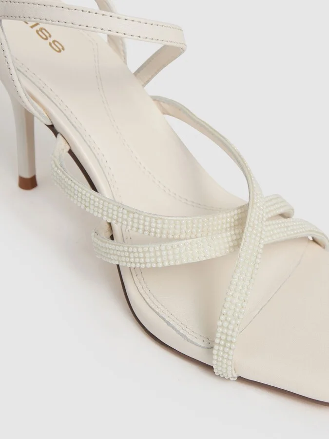 Leather Beaded-strap Stiletto Sandals - Image 5