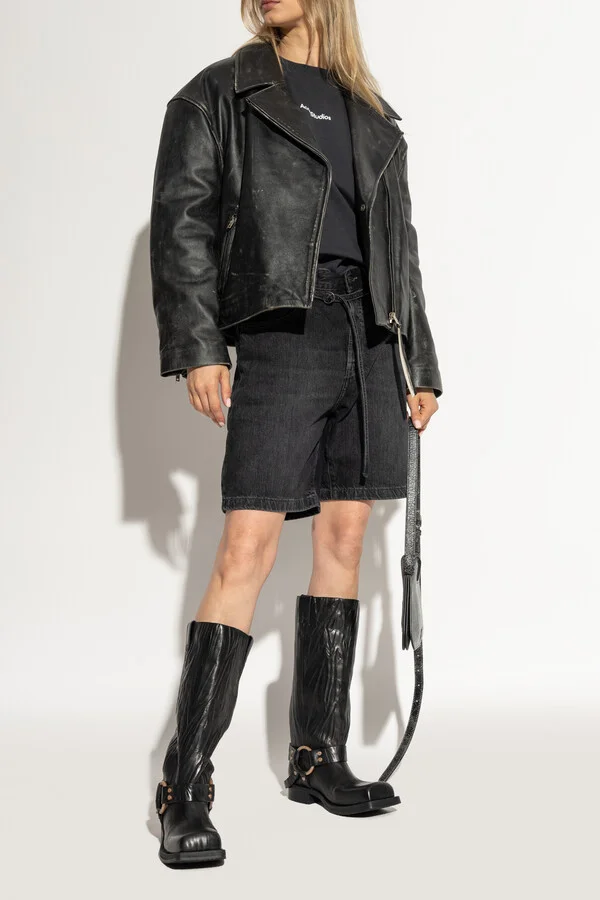 Leather 'biker' Boots, , - Black - Image 2