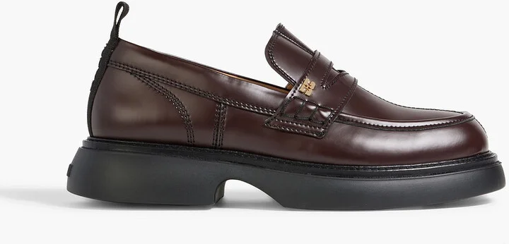 Leather-blend platform loafers
