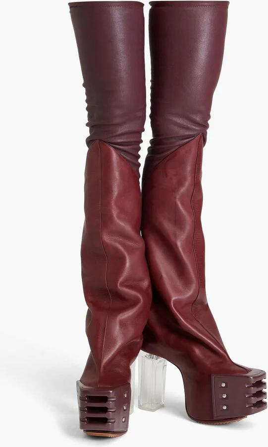 Leather-blend platform thigh boots - Image 2