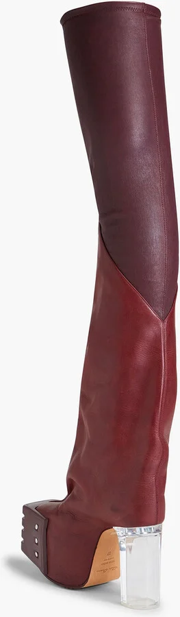 Leather-blend platform thigh boots - Image 3