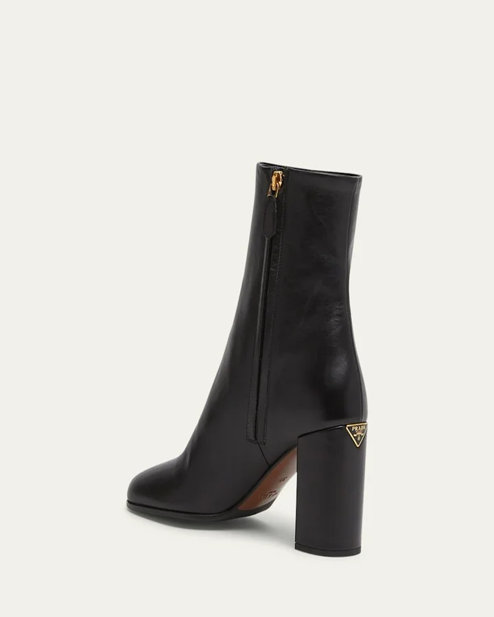 Leather Block-Heel Ankle Boots - Image 9