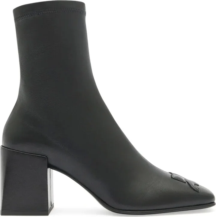 Leather Block-Heel Ankle Boots