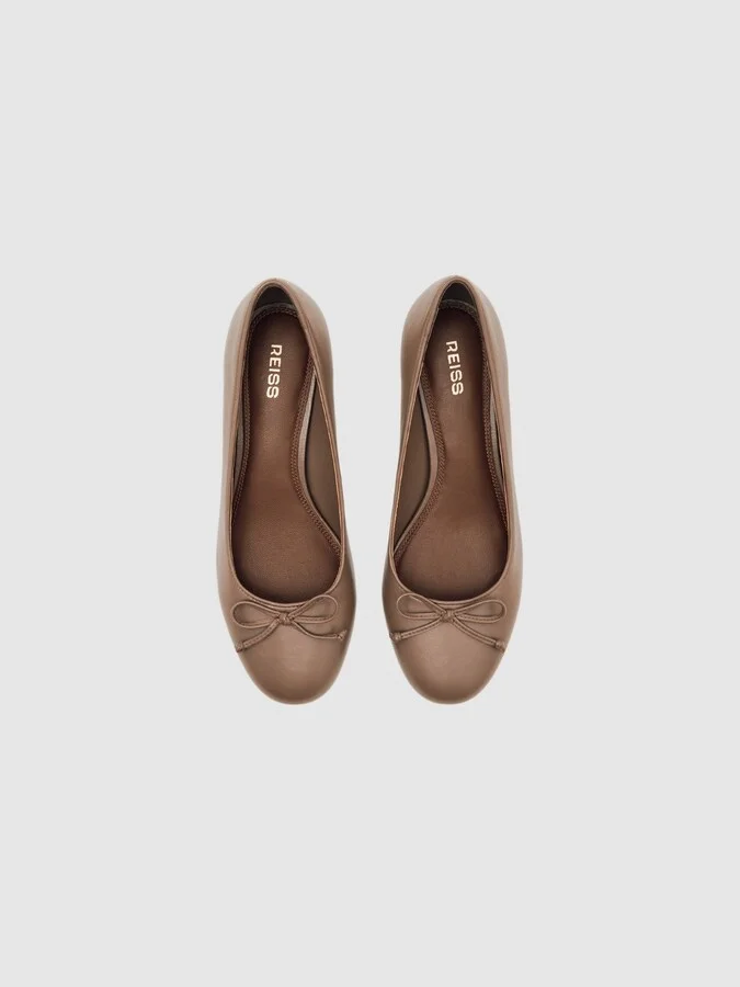 Leather Block Heel Ballerina Shoes - Image 2