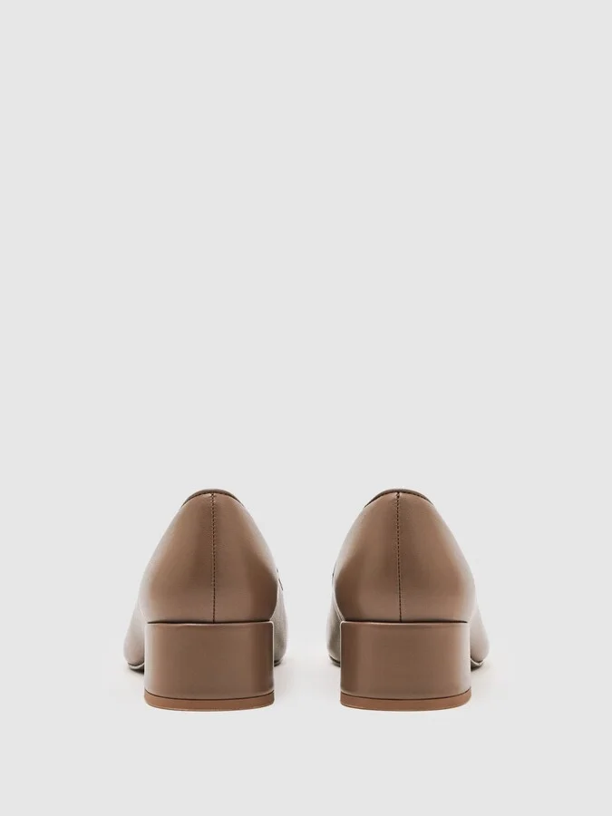Leather Block Heel Ballerina Shoes - Image 3