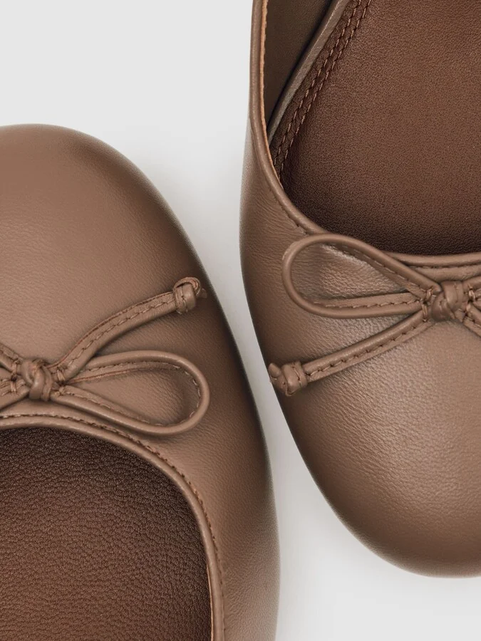 Leather Block Heel Ballerina Shoes - Image 4