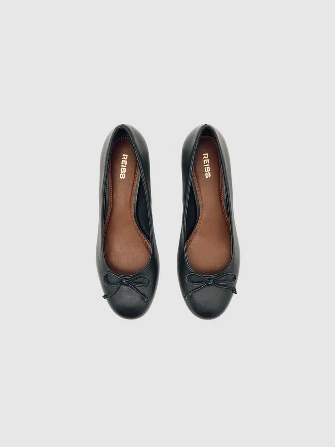 Leather Block Heel Ballerina Shoes - Image 3