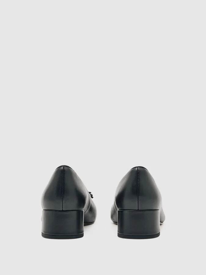 Leather Block Heel Ballerina Shoes - Image 4