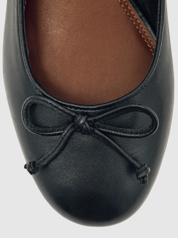 Leather Block Heel Ballerina Shoes - Image 5
