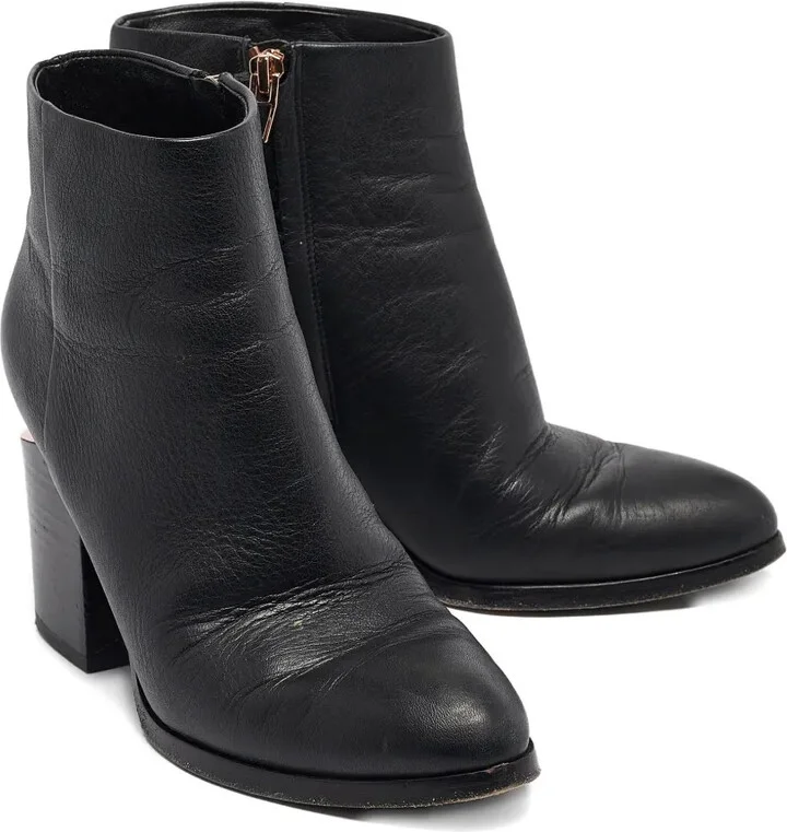 Leather Block-Heel Boots - Image 3