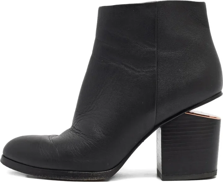 Leather Block-Heel Boots