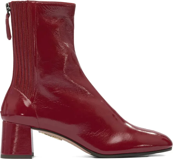 Leather Block-Heel Boots