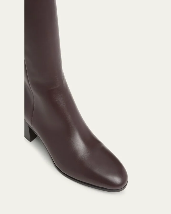 Leather Block-Heel Knee Boots - Image 2