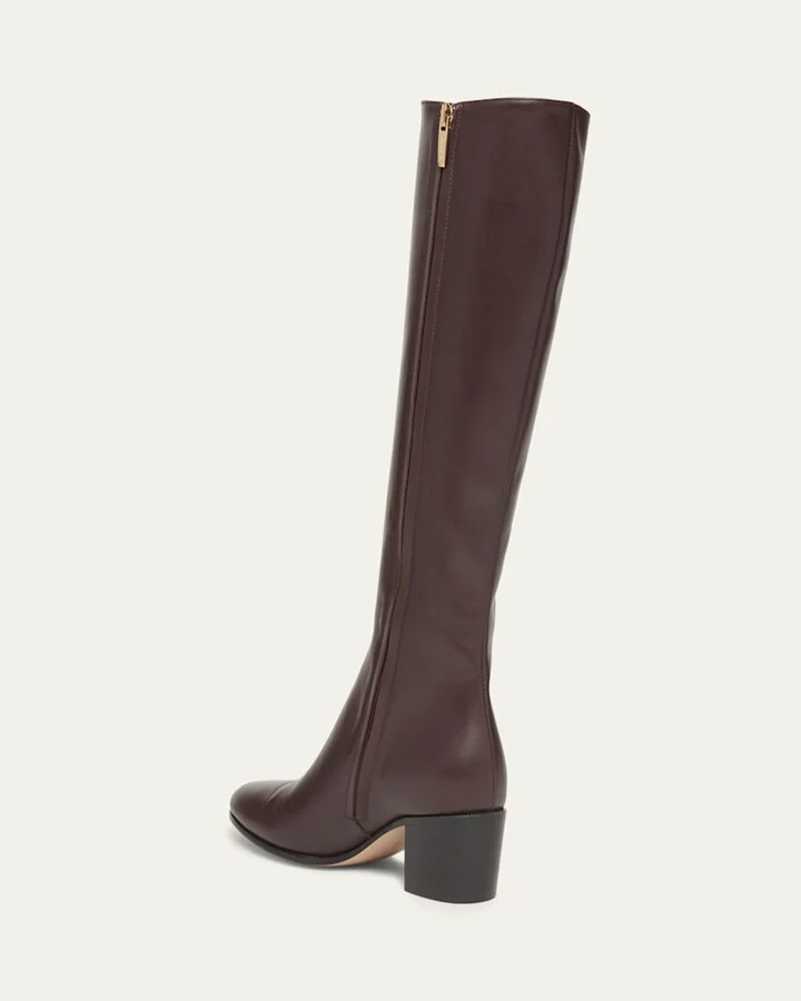 Leather Block-Heel Knee Boots - Image 3