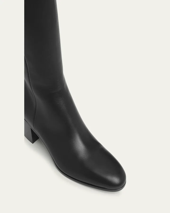 Leather Block-Heel Knee Boots - Image 8