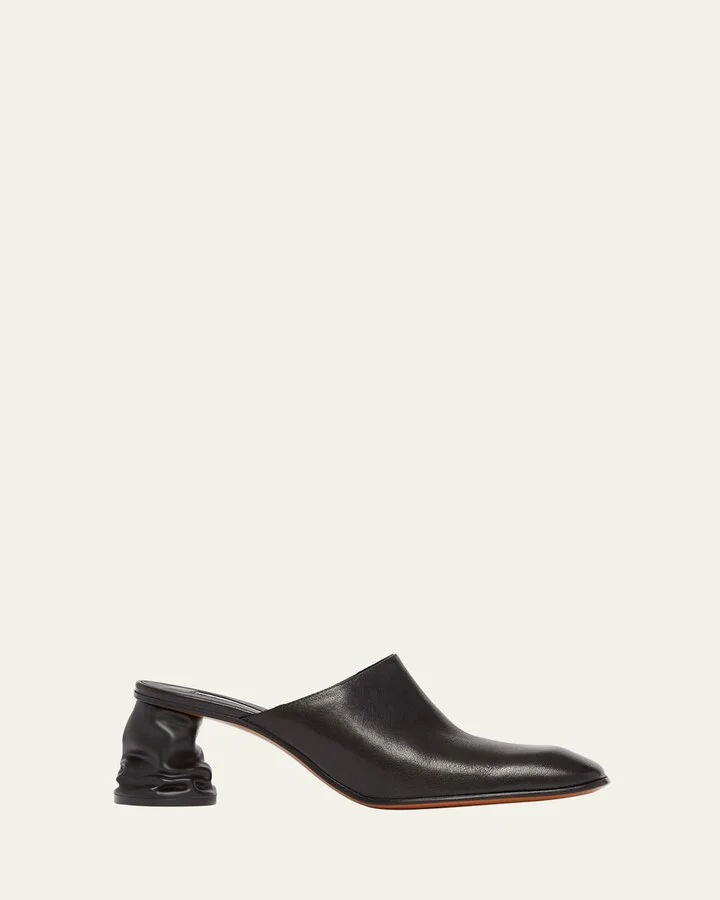 Leather Block-Heel Mules