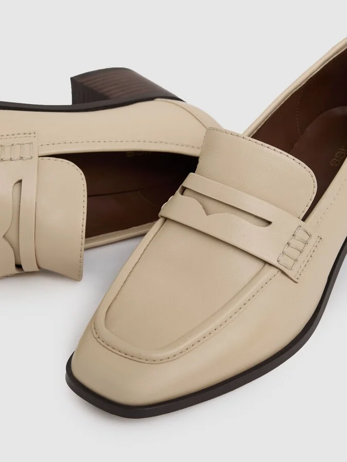 Leather Block-heel Penny Loafers - Image 4
