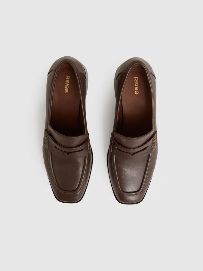 Leather Block-heel Penny Loafers - Image 3