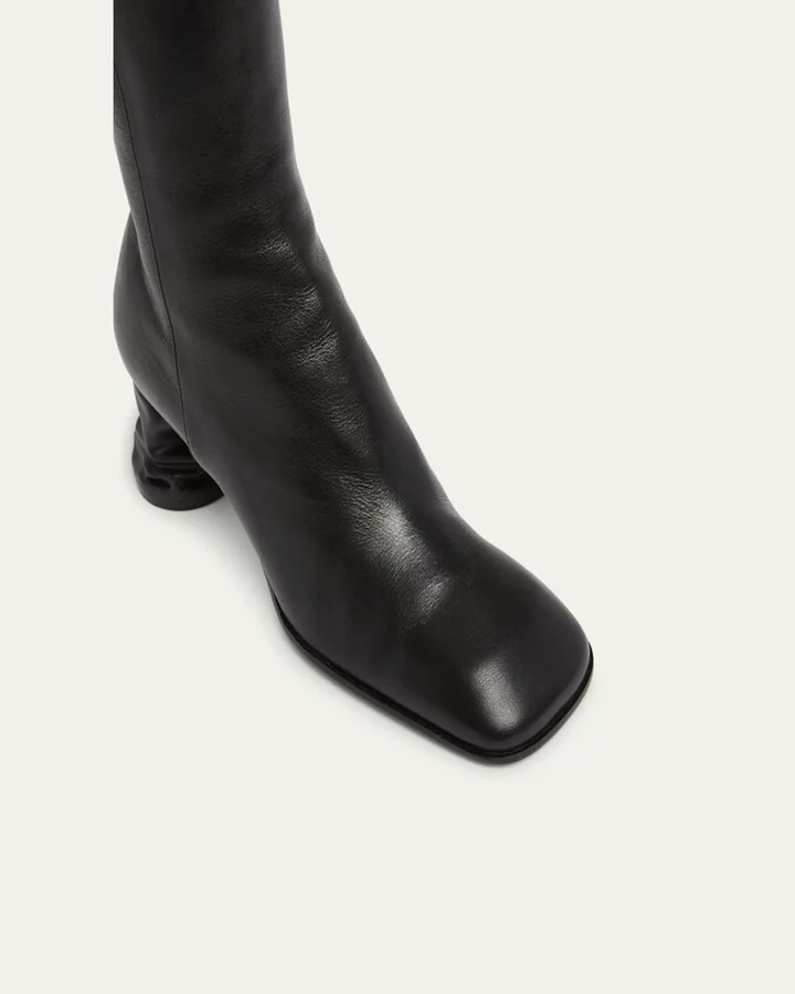 Leather Block-Heel Zip Booties - Image 4