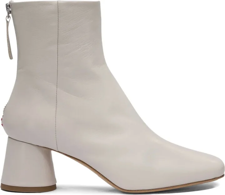 Leather Block-Heel Zip Boots