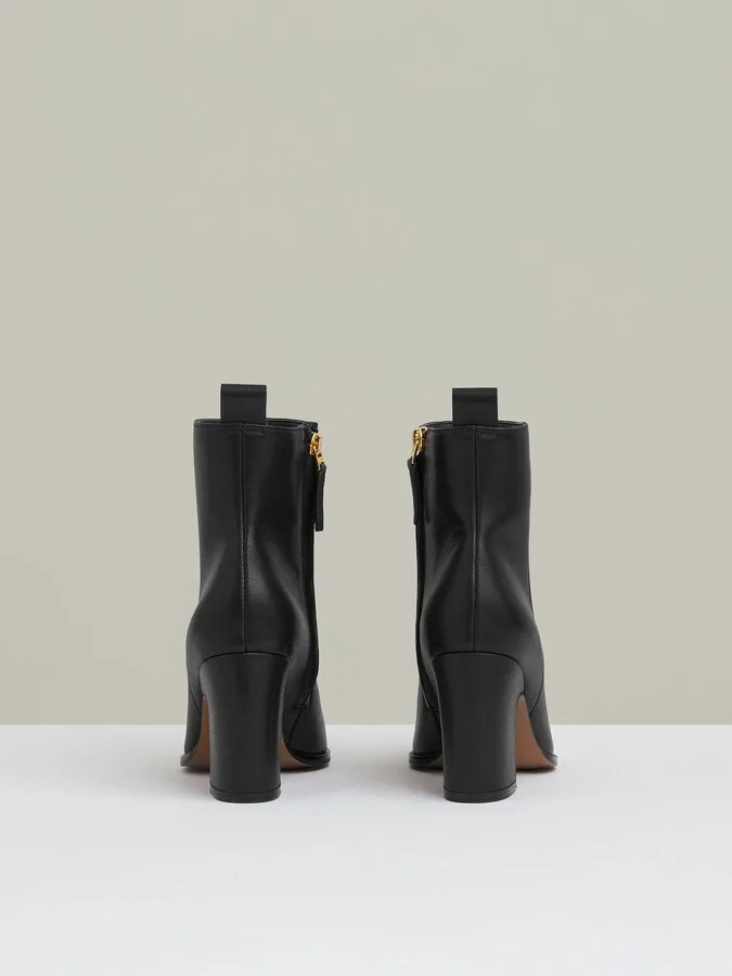 Leather Blocked Heel Ankle Boots - Image 5