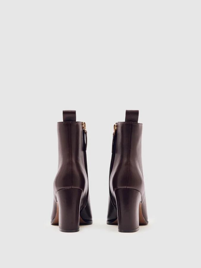 Leather Blocked Heel Ankle Boots - Image 4