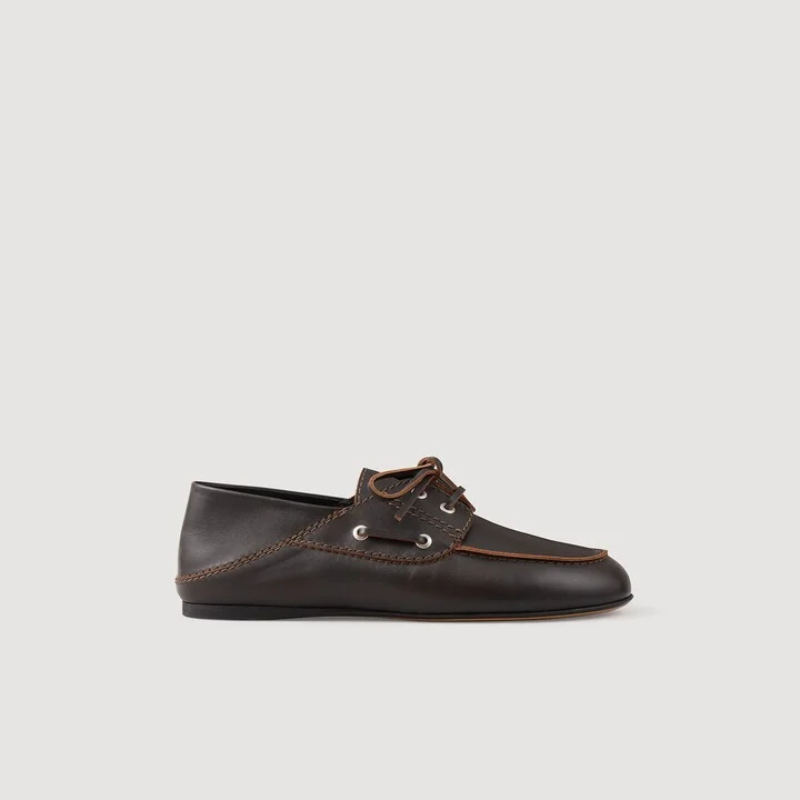 Leather boat shoe loafers