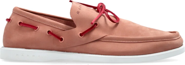 Leather Boat Shoes, , - Pink