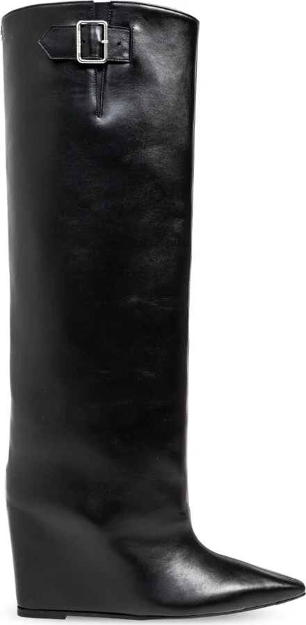 Leather Boots, , - Black