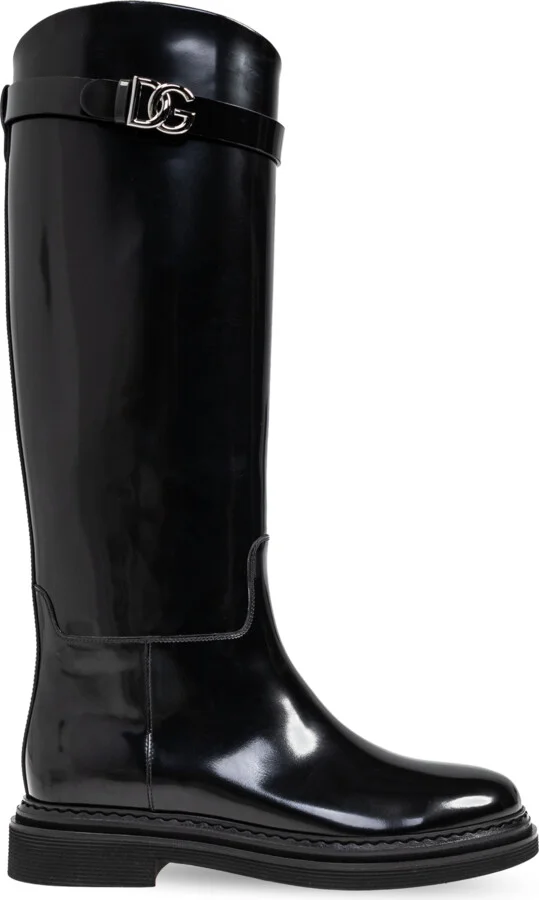 Leather Boots, , - Black