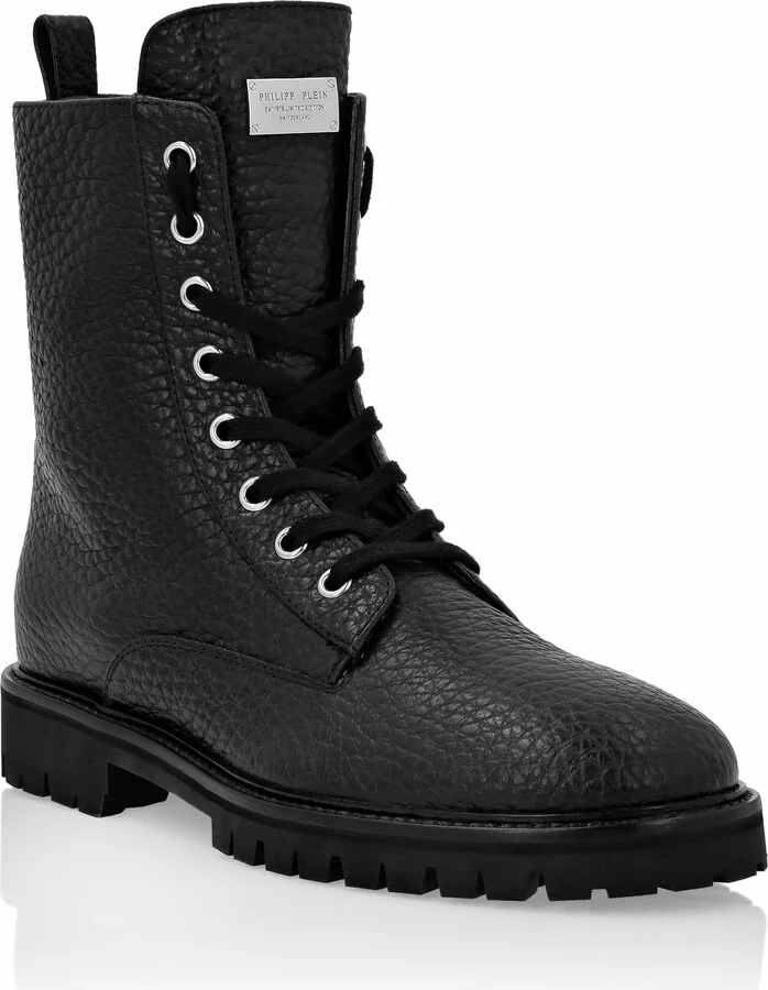 Leather Boots Low Flat stars Studs