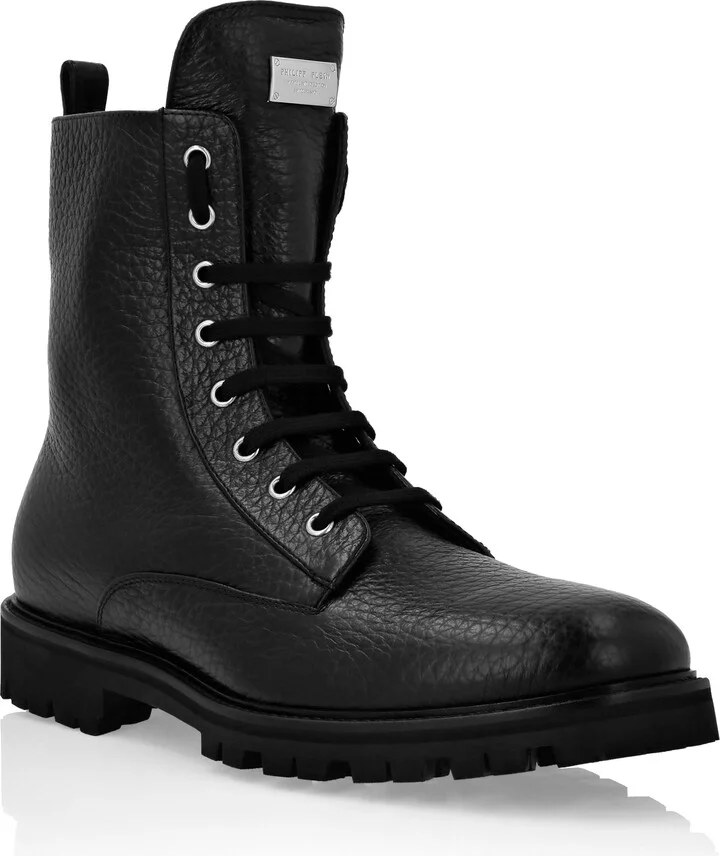Leather Boots Low Flat stars Studs