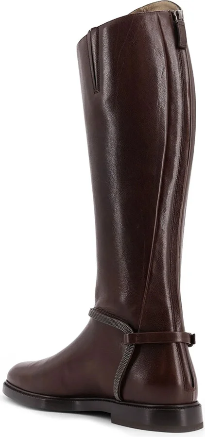 Leather Boots With Monili Detail - Image 3