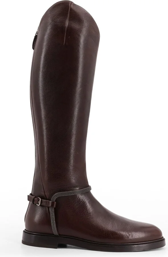 Leather Boots With Monili Detail