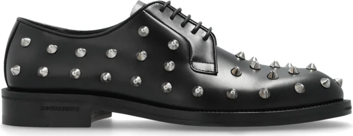 Leather Boots With Studs, , - Black